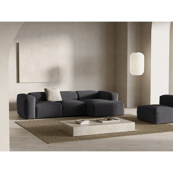 Tmavosivá menčestrová rohová pohovka (pravý roh/s leňoškou) Bergamo – Cosmopolitan Design-image-1