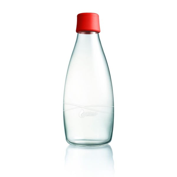 Červená sklenená fľaša ReTap s doživotnou zárukou, 800 ml