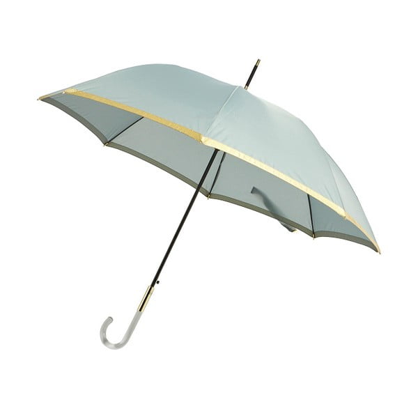 Svetlomodrý dáždnik s detailmi v zlatej farbe Lurex, ⌀ 101 cm