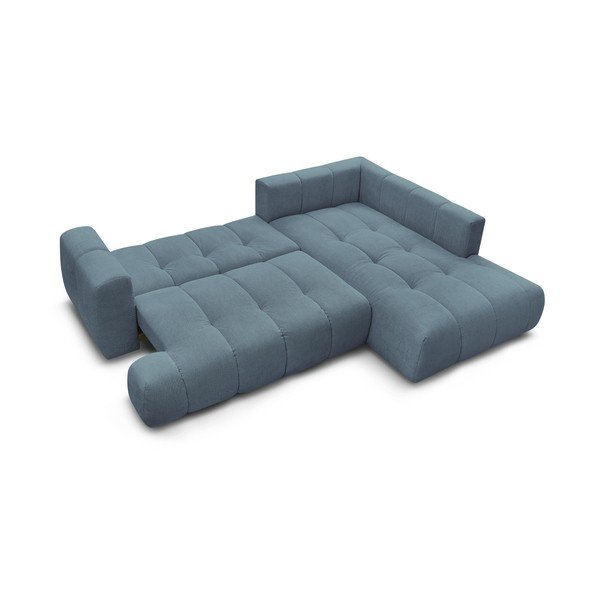 Modrá rozkladacia/s úložným priestorom rohová pohovka (pravý roh/do L) Fuji – Bobochic Paris-image-4