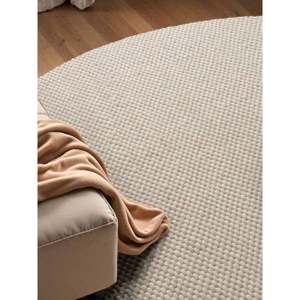 Krémovobiely ručne tkaný vlnený okrúhly koberec ø 160 cm Lyon Beans – Elle Decoration-image-3