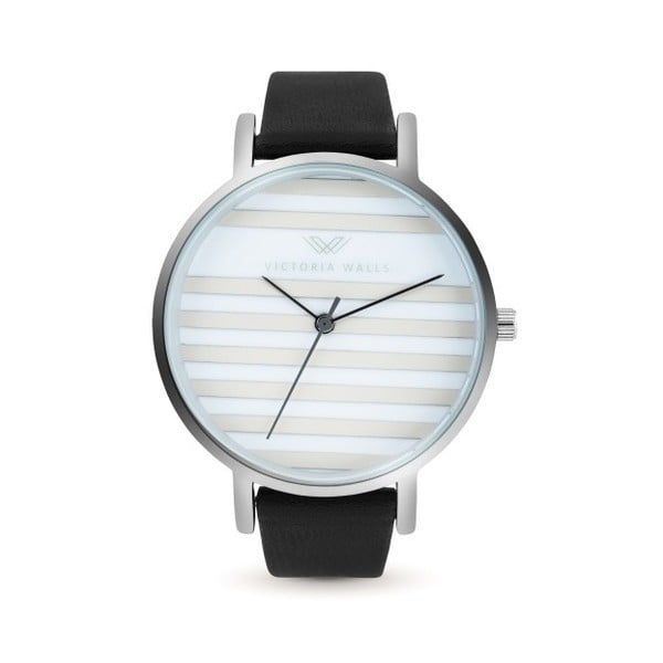 Dámske hodinky s čiernym koženým remienkom Victoria Walls Horizon