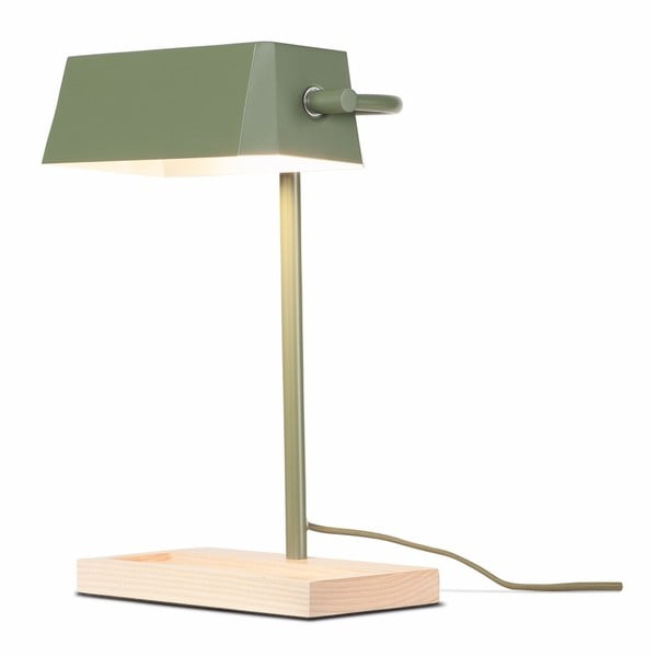 Stolová lampa s kovovým tienidlom v zeleno-prírodnej farbe (výška 40 cm) Cambridge – it&#39;s about RoMi