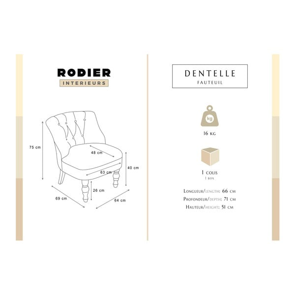 Krémové kreslo Rodier Flanelle-image-3