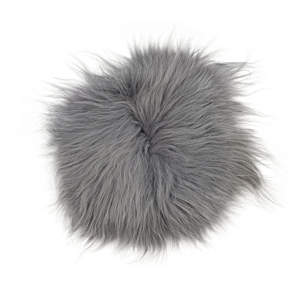 Sivý kožušinový podsedák s dlhým vlasom Arctic Fur Rengo, ⌀ 35 cm