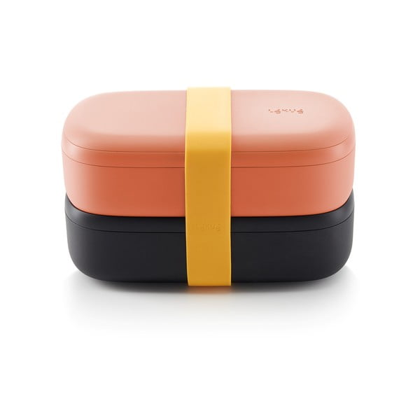 Oranžovo-čierny obedový box Lékué To Go