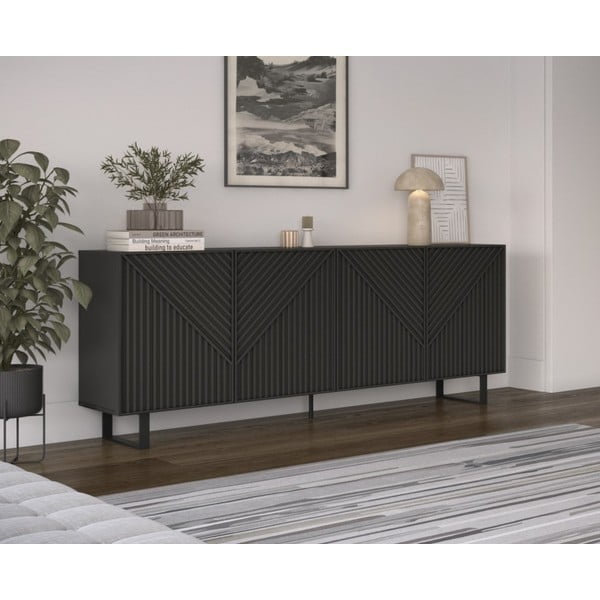 Čierna komoda 201x80x40 cm Peta – Marckeric-image-1