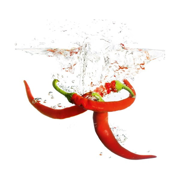 Sklenený obraz Splashing Chili Pepper, 20x20 cm