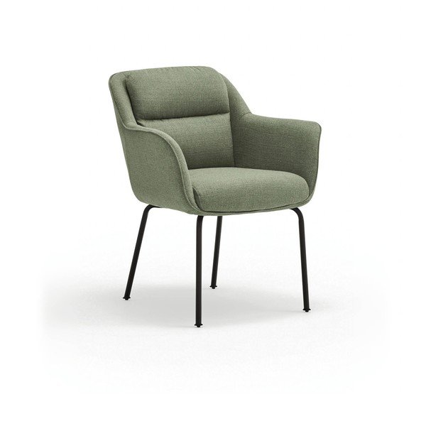 Zelené čalúnené jedálenské kreslo s podrúčkami Sadira – Teulat