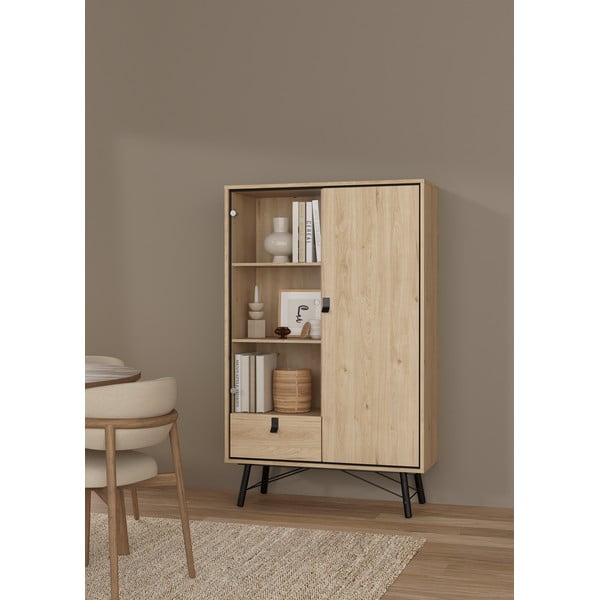 Vitrína v dekore duba v prírodnej farbe 102x162x40 cm Ry – Tvilum-image-1