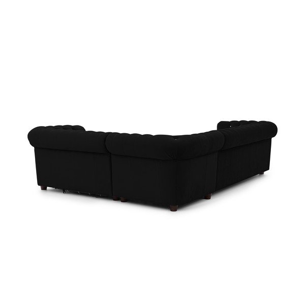 Čierna zamatová rozkladacia rohová pohovka (pravý roh/do L) York Blik – Ropez-image-3