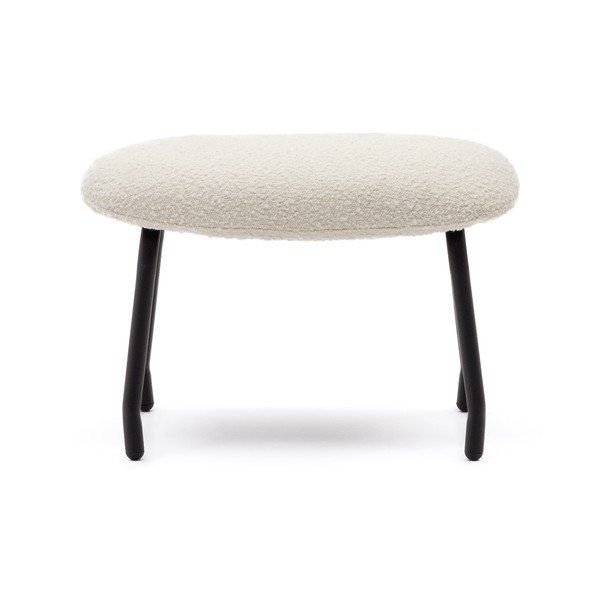 Krémový taburet z textílie buklé Belina – Kave Home-image-2