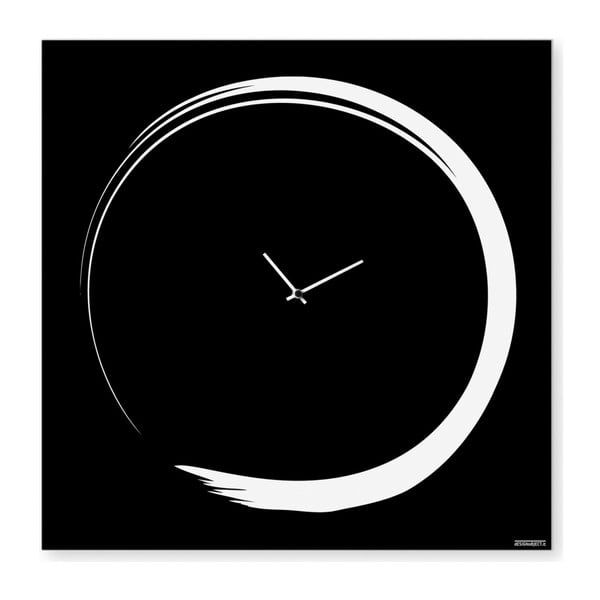 Nástenné hodiny dESIGNoBJECT.it Enso Clock Black, 50 x 50 cm
