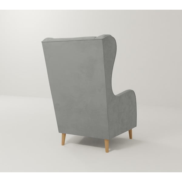 Svetlosivé zamatové kreslo ušiak Carole – Ropez-image-2