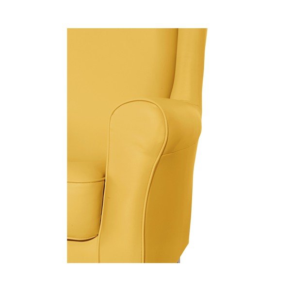 Žlté kreslo ušiak z imitácie kože Max Winzer Lorris Leather Corn-image-4