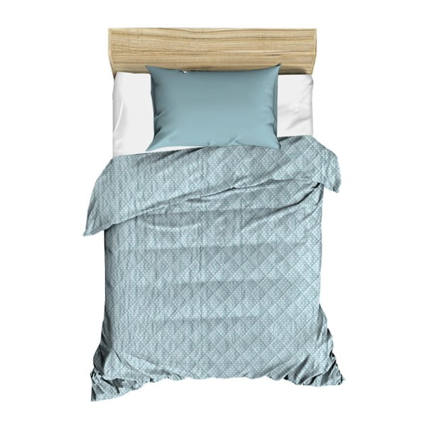 Svetlomodrý prešívaný pléd cez posteľ Amanda, 160 × 230 cm