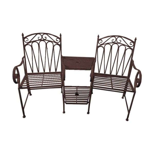 Čierna kovová záhradná lavica Rinjani – Garden Pleasure-image-1