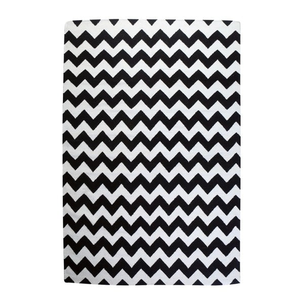 Vlnený koberec Geometry Zic Zac Black & White, 160x230 cm
