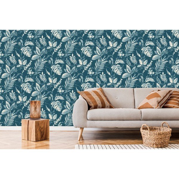 Vliesová tapeta 10 m x 53 cm Blue Leaves – Vavex-image-1