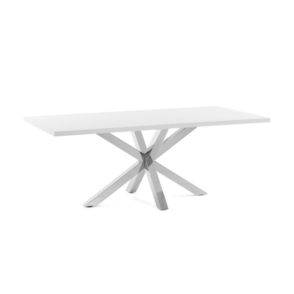 Biely jedálenský stôl s antikoro podnožím Kave Home Arya, 160 x 100 cm
