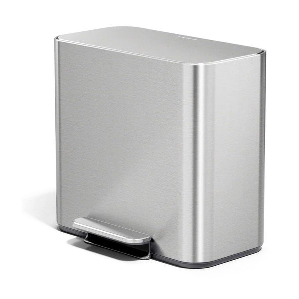 Odpadkový kôš na triedený odpad/pedálový z nehrdzavejúcej ocele v matne striebornej farbe 15 l Dual Mini – simplehuman