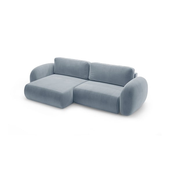 Sivomodrá zamatová rozkladacia/s úložným priestorom rohová pohovka Tonale – Cosmopolitan Design-image-2