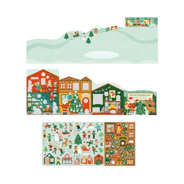 Skladacia doska so samolepkami z recyklovaného papiera a rastlinného atramentu Petit collage Fairy Winter Wonder-image-1