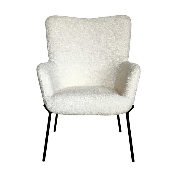 Biele kreslo z textílie buklé Glasgow – House Nordic-image-1