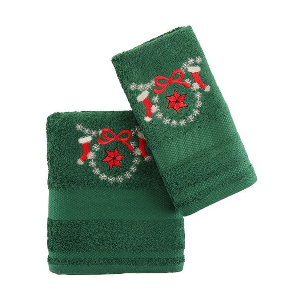 Vianočná sada zeleného uteráka a osušky Corap