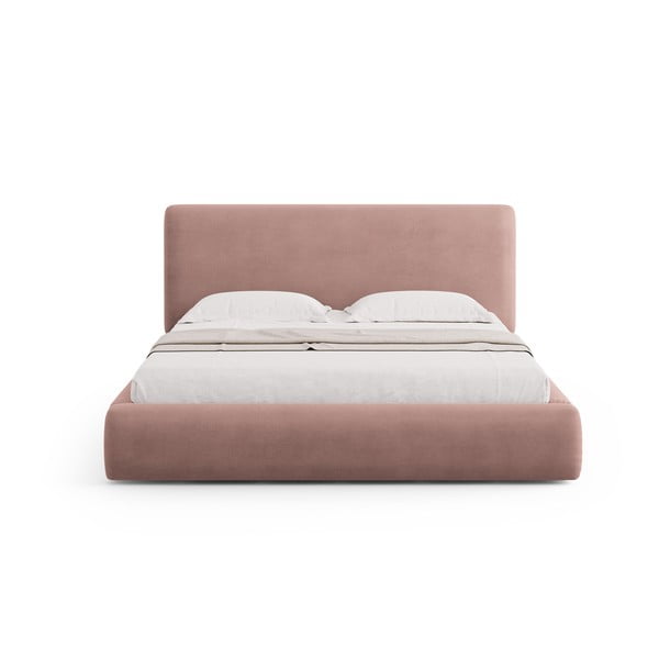 Ružová čalúnená dvojlôžková posteľ s úložným priestorom s roštom 140x200 cm Colonel – Cosmopolitan Design-image-3