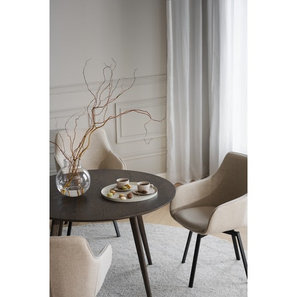 Tmavohnedý okrúhly jedálenský stôl v dekore duba ø 115 cm Yumi – Rowico-image-3