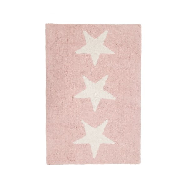 Ružový bavlnený koberec Happy Decor Kids Three Stars, 80 x 120 cm