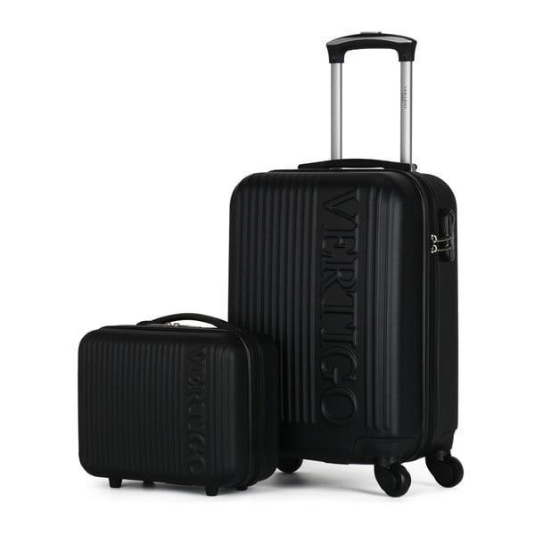 Sada čierného cestovného kufra na kolieskach a menšieho kufríka VERTIGO Valises Cabine & Vanity Case
