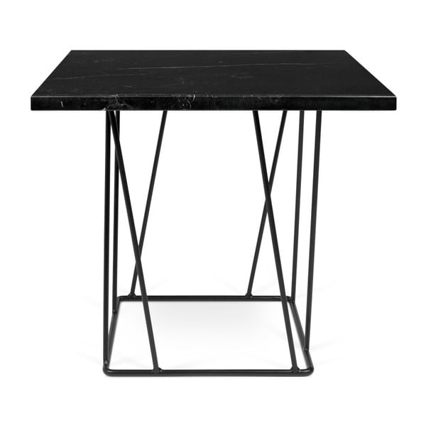 Čierny mramorový konferenčný stolík s čiernymi nohami TemaHome Heli×, 50 cm
