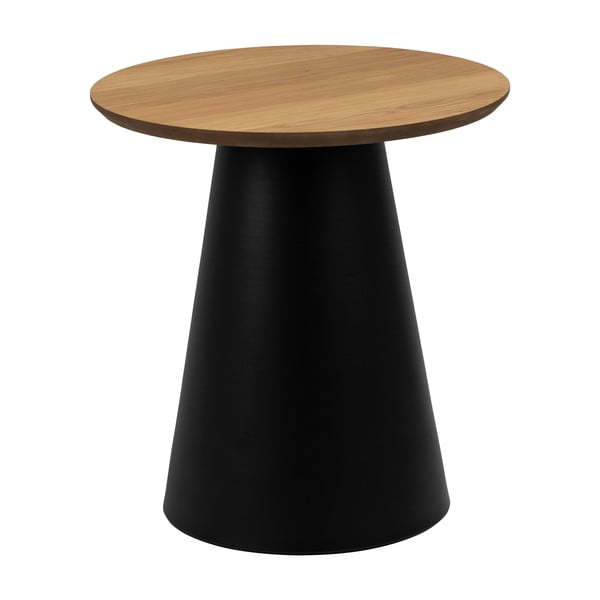 Čierno-prírodný okrúhly konferenčný stolík s doskou v dubovom dekore ø 45 cm Soli – Actona