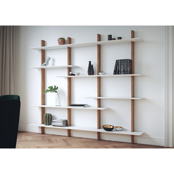 Biely policový diel s konštrukciou z dubového dreva Tenzo Bridge-image-4