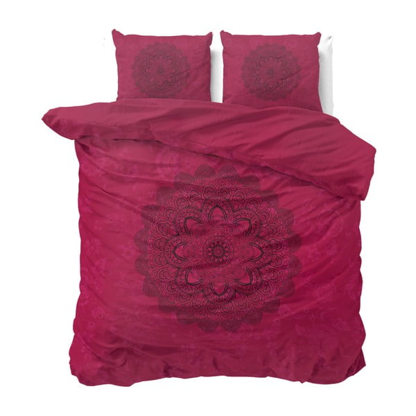 Ružové bavlnené obliečky na dvojlôžko Sleeptime Kaleido, 200 × 220 cm