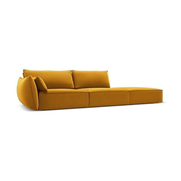 Zamatová pohovka v horčicovej farbe ľavý roh 264 cm Vanda – Mazzini Sofas-image-2