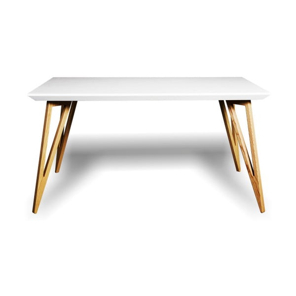 Jedálenský stôl z masívneho jaseňového dreva s bielou doskou Charlie Pommier Triangle, 120 × 80 cm