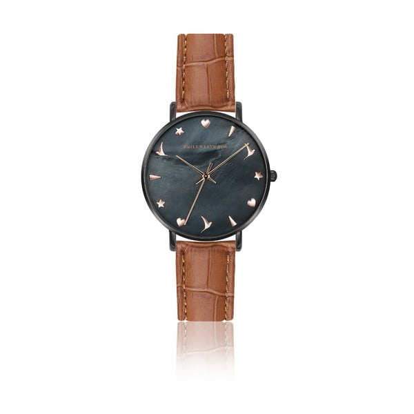 Dámske hodinky s hnedým remienkom z pravej kože Emily Westwood Noir