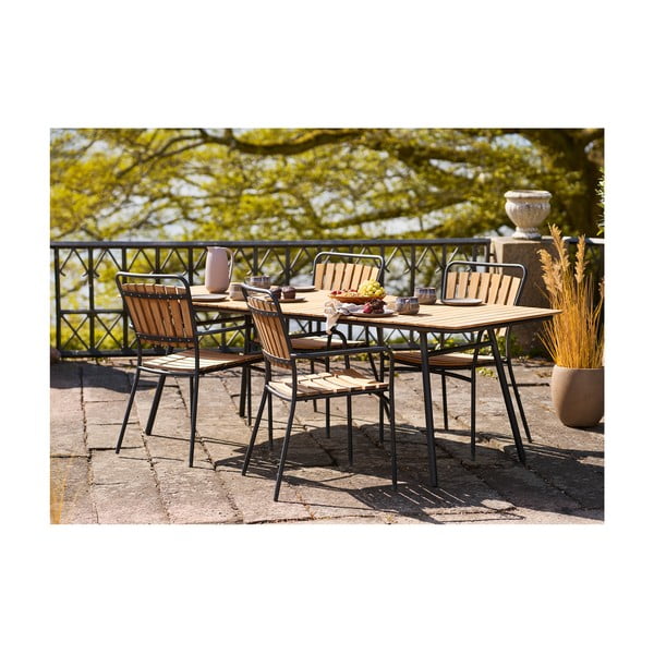 Drevené/kovové záhradné stoličky v súprave 2 ks v prírodnej farbe Cleveland – House Nordic-image-3