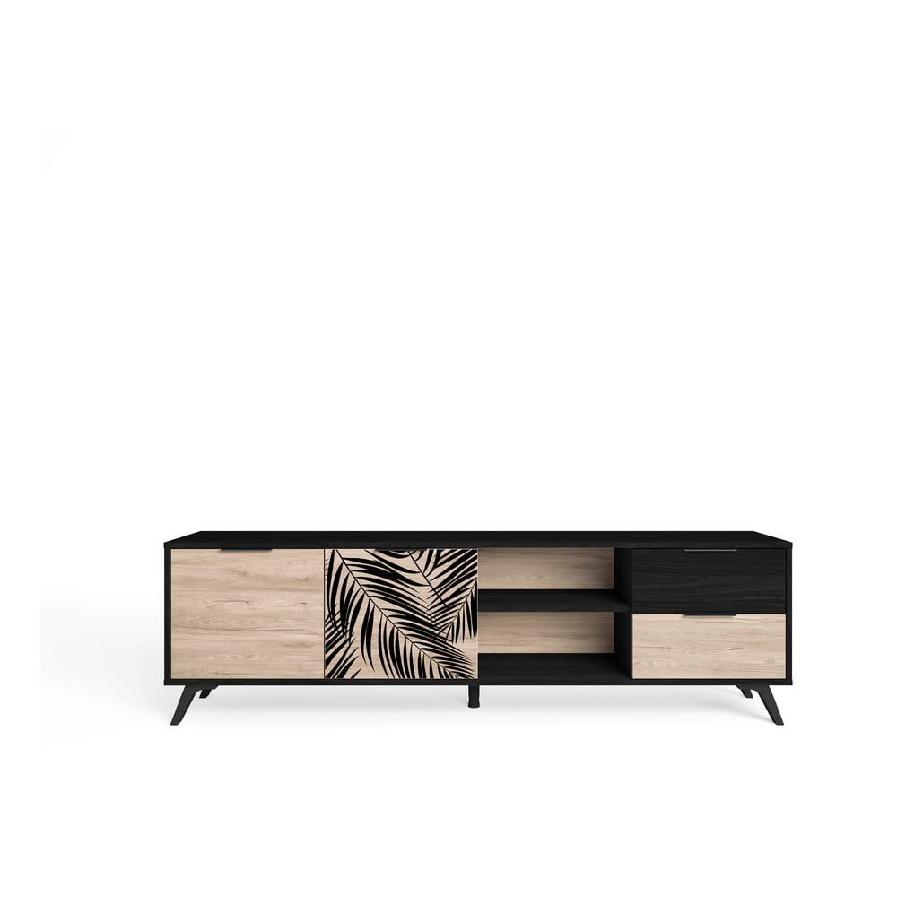 Čierny TV stolík v dekore duba 181x53 cm Palmera - Marckeric