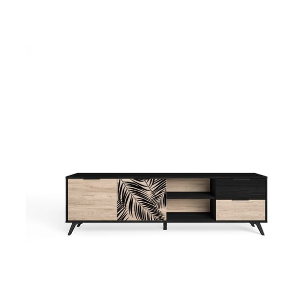 Čierny TV stolík v dekore duba 181x53 cm Palmera - Marckeric