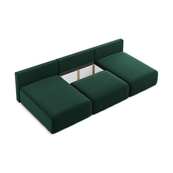 Tmavozelená zamatová rozkladacia/s úložným priestorom rohová pohovka (do tvaru "U") Kalena – Makamii-image-4