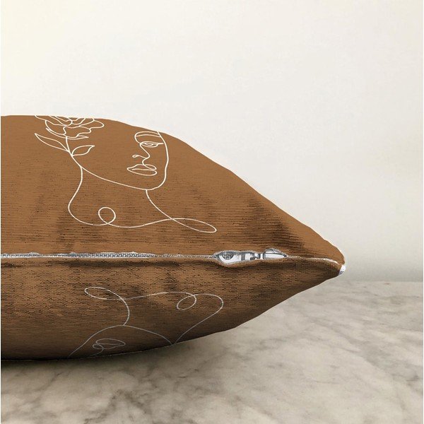 Oranžovohnedá obliečka na vankúš s prímesou bavlny Minimalist Cushion Covers Chenille, 55 x 55 cm-image-1