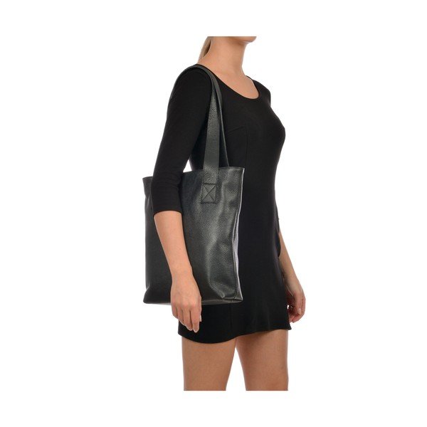 Čierna kožená kabelka shopper Mangotti Bags Agatha-image-4