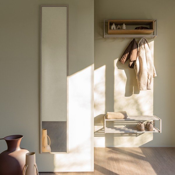 Nástenný vešiak z dubového dreva v prírodnej farbe/taupe s poličkou 78 cm School – Spinder Design-image-3