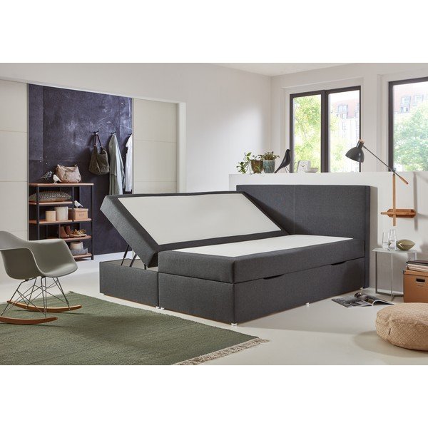 Sivá boxspring posteľ s úložným priestorom 180x200 cm Harry – Rojaplast-image-2