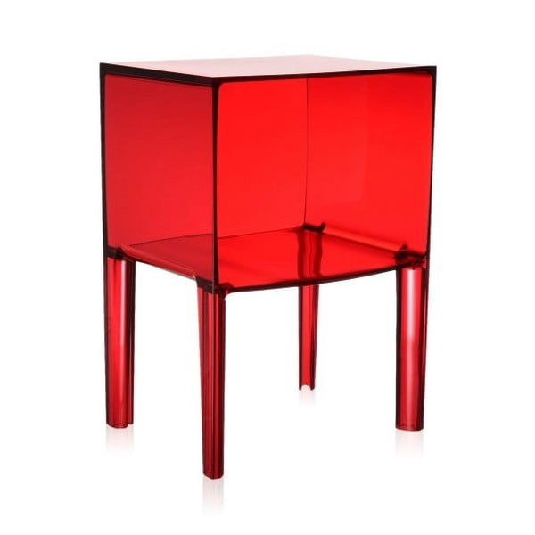 Červený transparentný nočný stolík Kartell Ghost Buster
