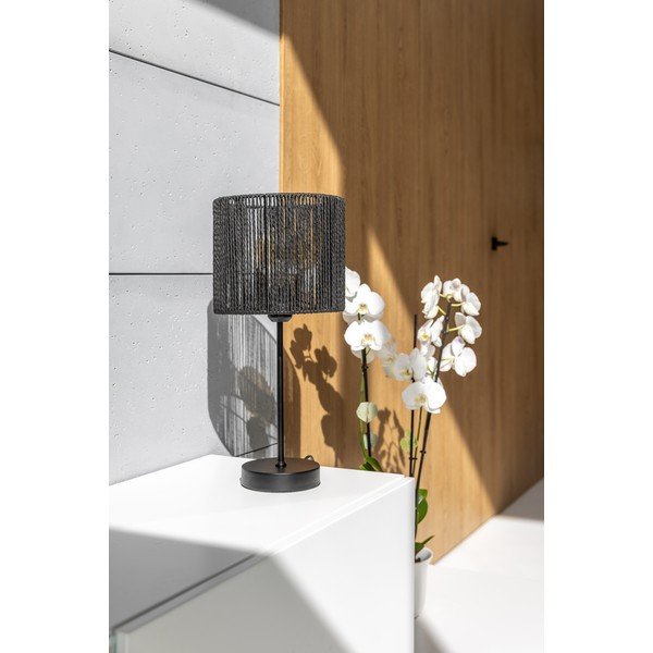 Čierna stolová lampa s tienidlom z trstinového výpletu (výška 48 cm) Foresto – GTV-image-2